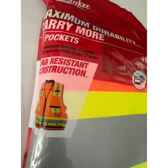 Milwaukee Orange Class 2 Surveyor's High Visibility Safety Vest 2XL 3XL NEW - Picture 3 of 5